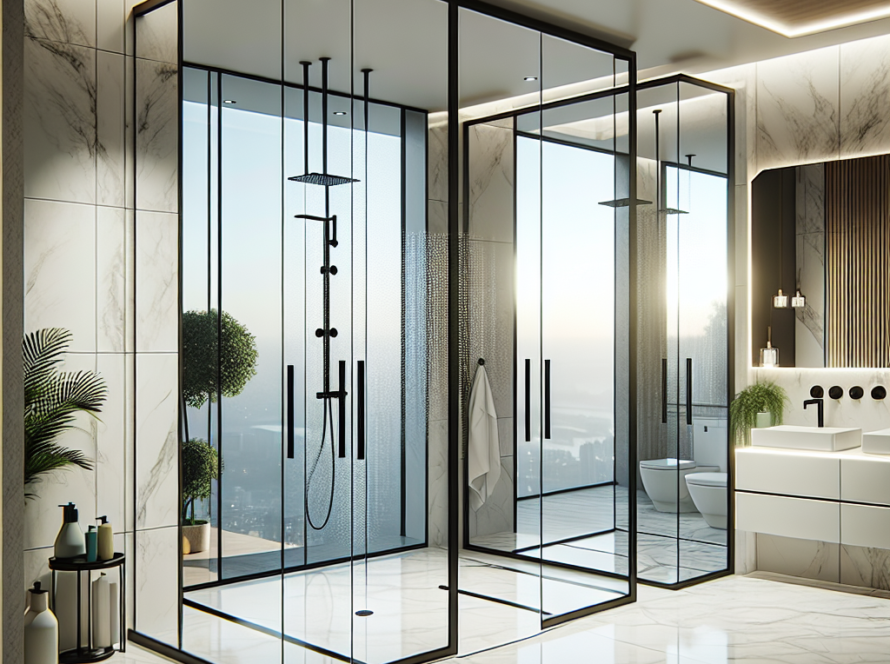 Stylish modern sliding shower doors embodying elegance.