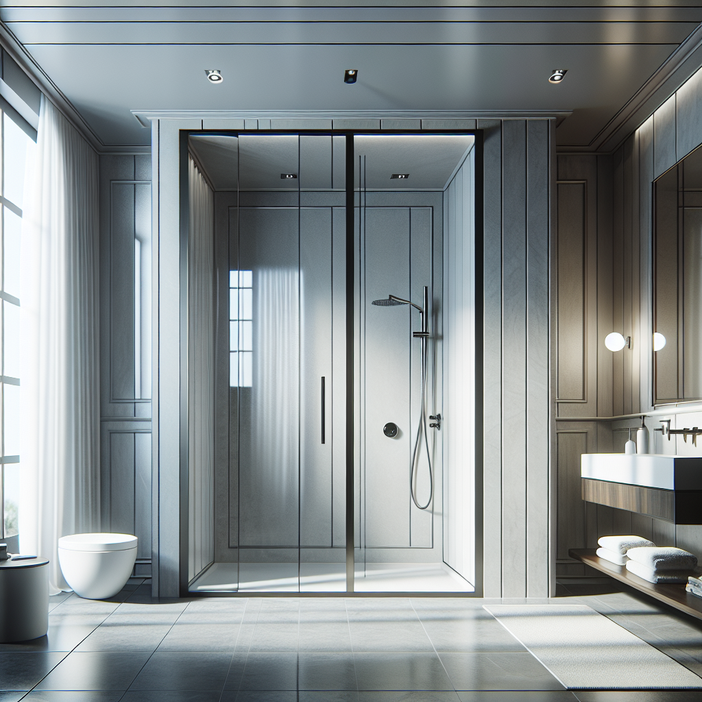 A stylish, classic sliding shower door showcasing extreme elegance.