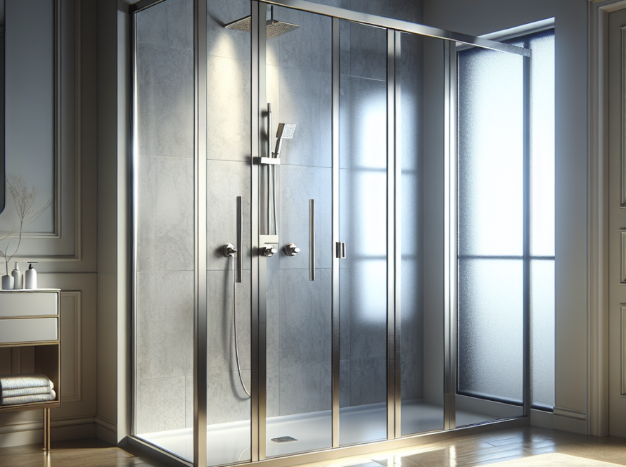 Picture featuring elegant Empire Shower Doors with a modern, contemporary design in a brushed nickel finish.