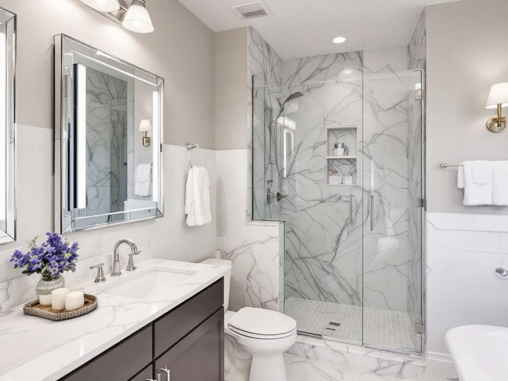 Custom shower door installation enhancing the look and feel of a bathroom in Boston.