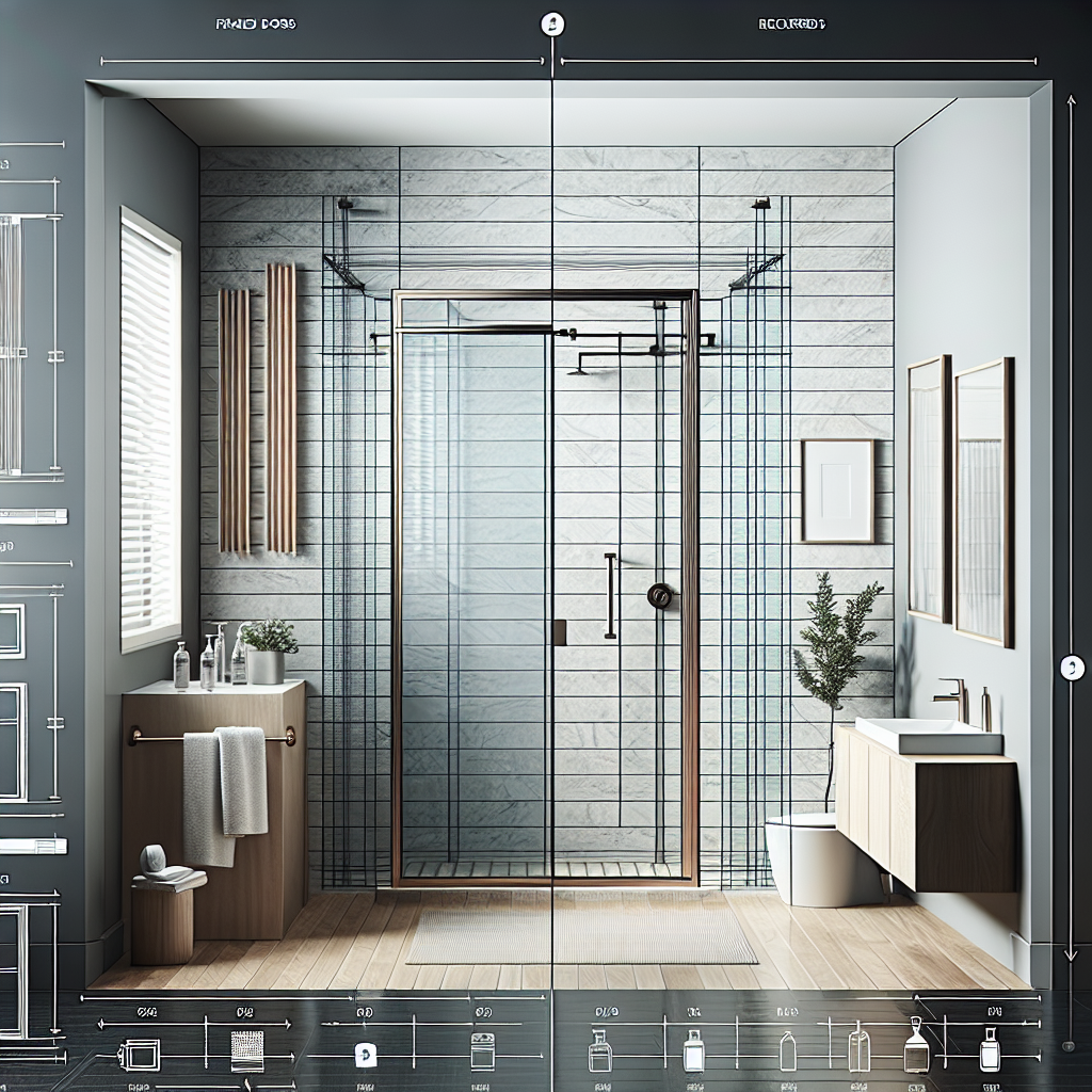 Modern and contemporary-designed shower door primed for installation, essential part of bathroom renovation.