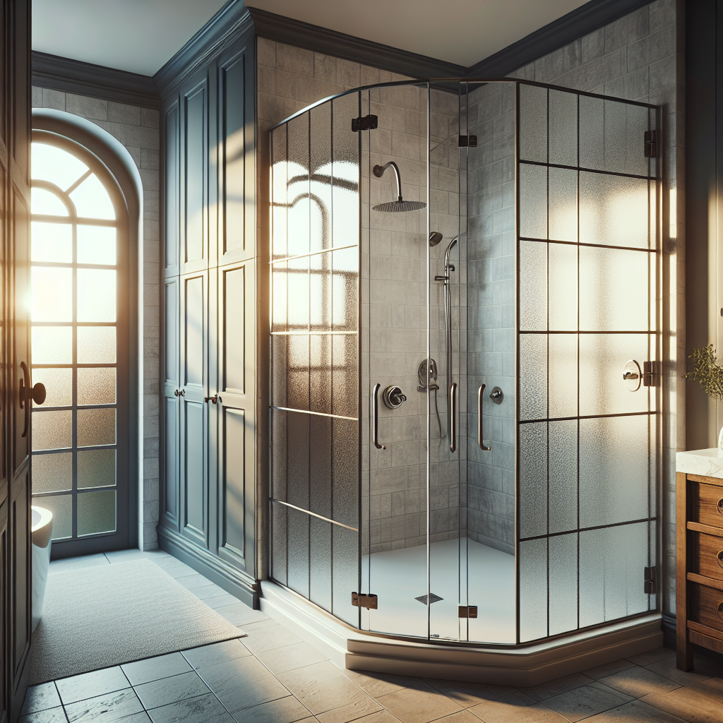 An elegant bathroom setting featuring stylish Classic swing shower doors.