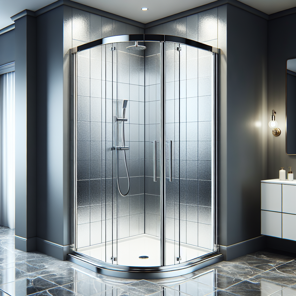 Sophisticated designed chrome finish swing shower doors.