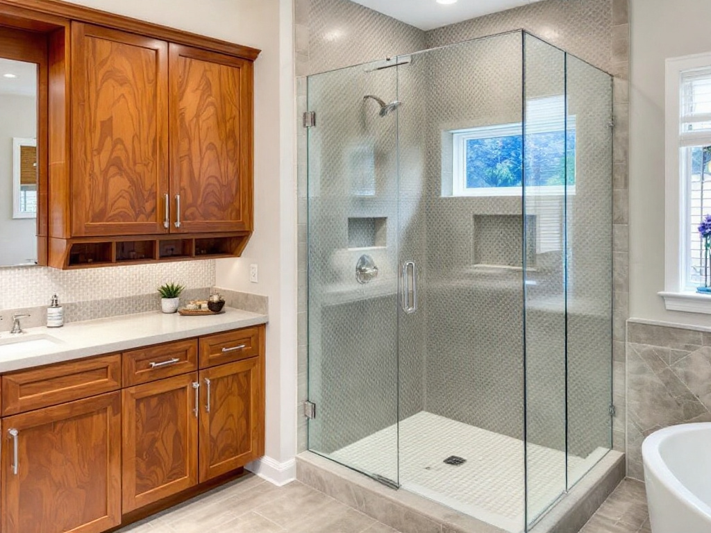 Modern custom frameless glass shower doors installed by experts near Millis, MA.