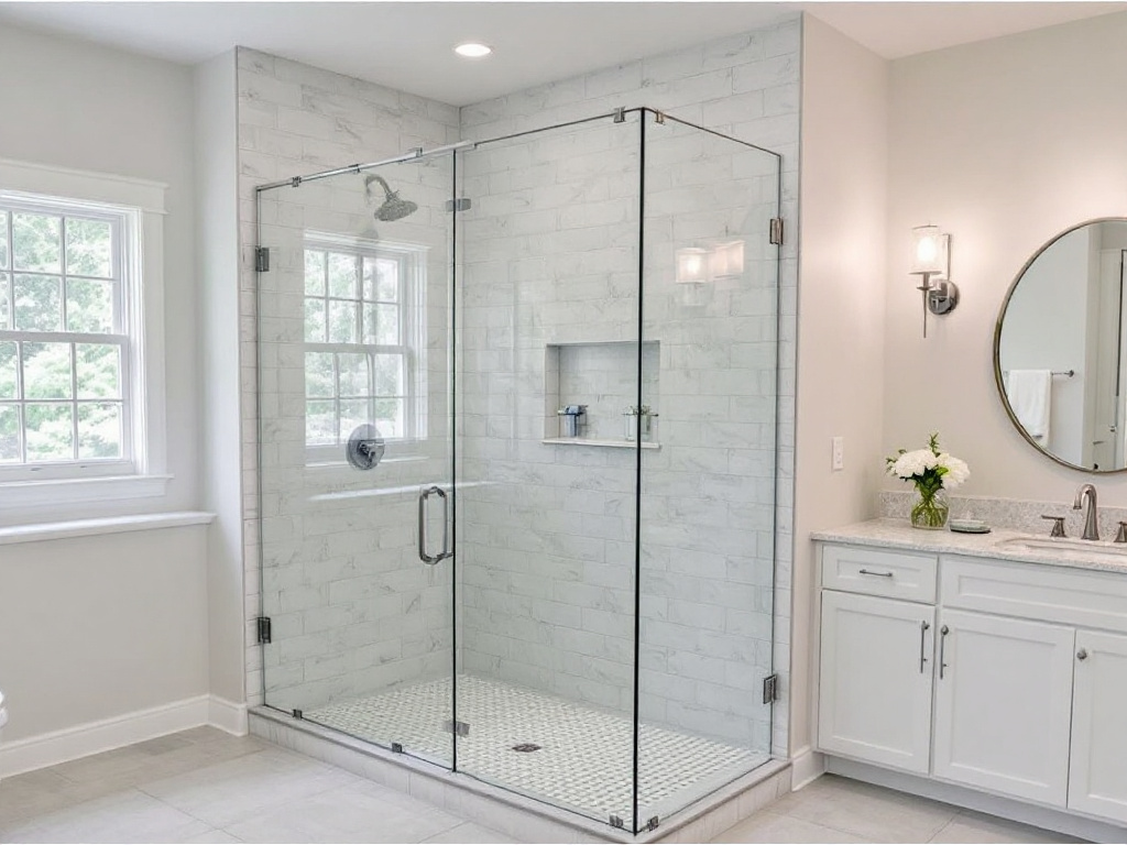 A professional installing a top quality shower door in Randolph, MA.