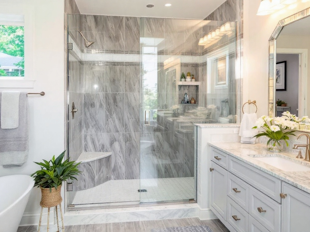 Custom frameless shower enclosure crafted by expert installers near Melrose, MA.