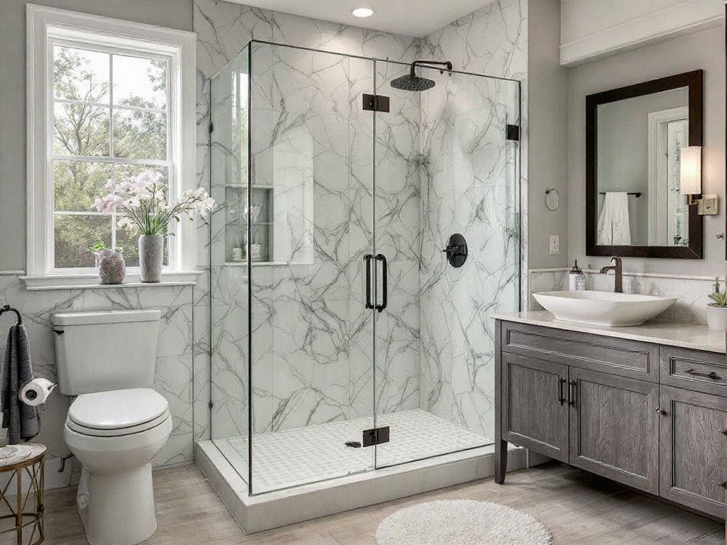 Custom shower door glass beautifully crafted by experts in Boston.