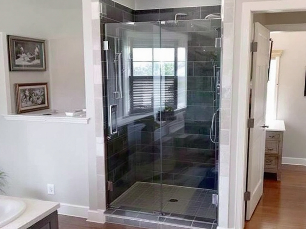 Shower glass installation in Saugus, MA, focusing on custom and frameless design.