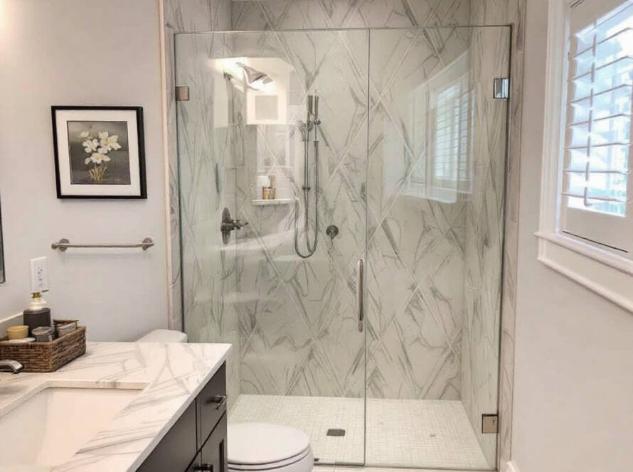 Expert shower door installation in Boxborough, MA featuring a contemporary design.