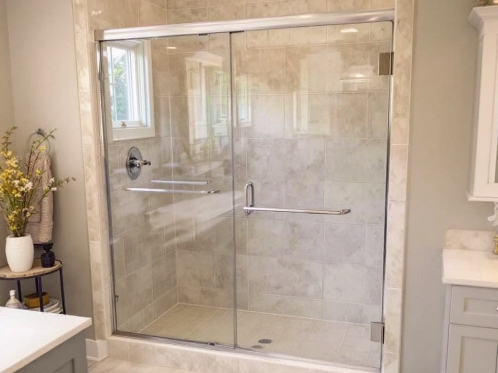 Image showcasing an immaculately installed shower door near Burlington, MA by professional installers.