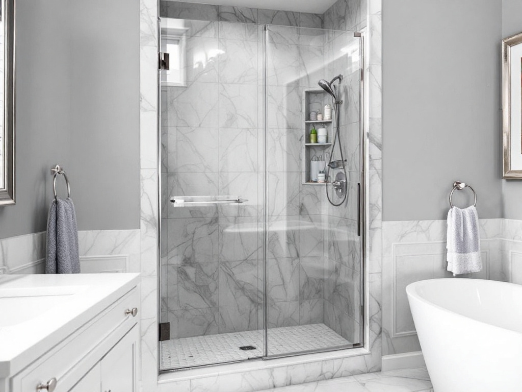 Professional shower door installation at luxurious residence near Malden, MA.