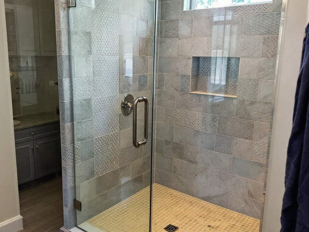 Expert installing luxury shower door in Boston property.