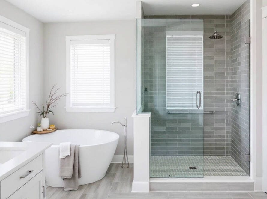 Modern, contemporary design bathtub shower door installation guide for renovating bathrooms in Boston.