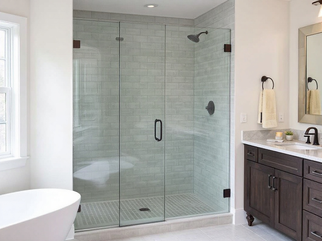 Luxurious frameless glass shower enclosure design transforming a bathroom in Boston.