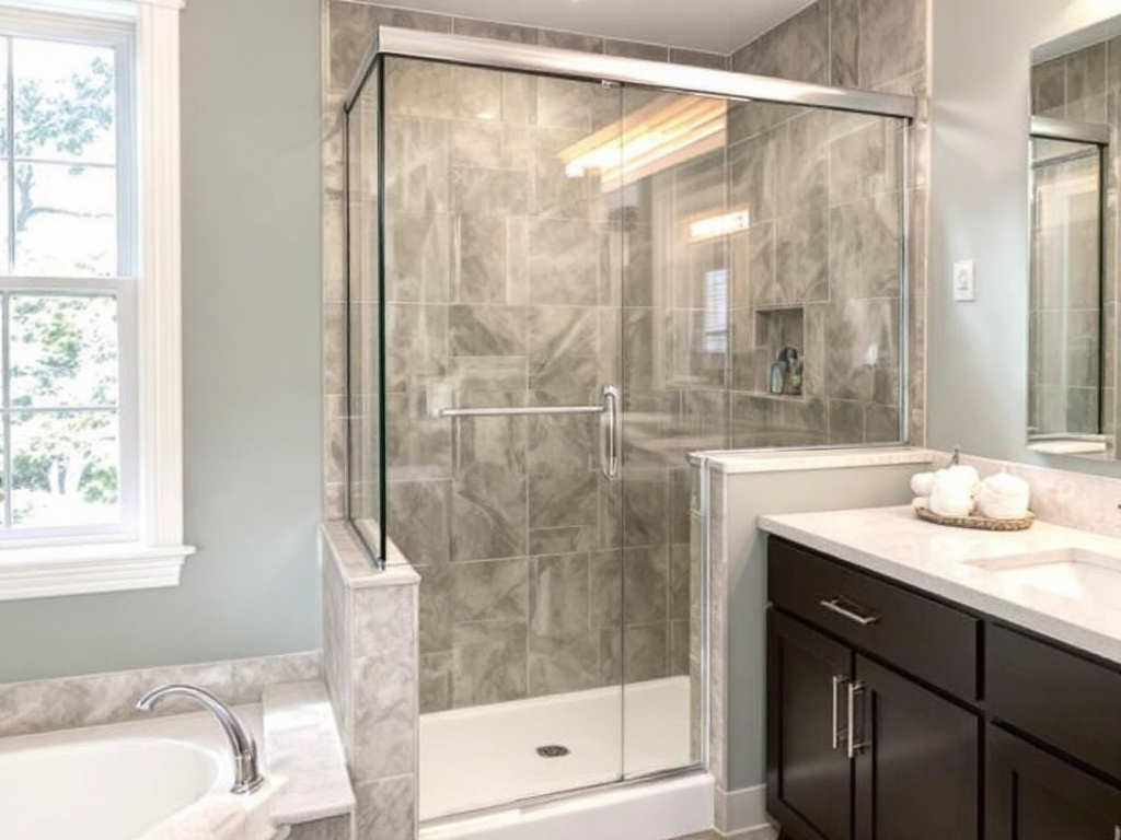 Professional installing a shower door in Quincy, MA highlighting expert craftsmanship.