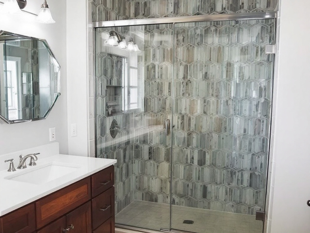 Local professionals demonstrating prowess in sliding shower door installation around Wakefield, MA.