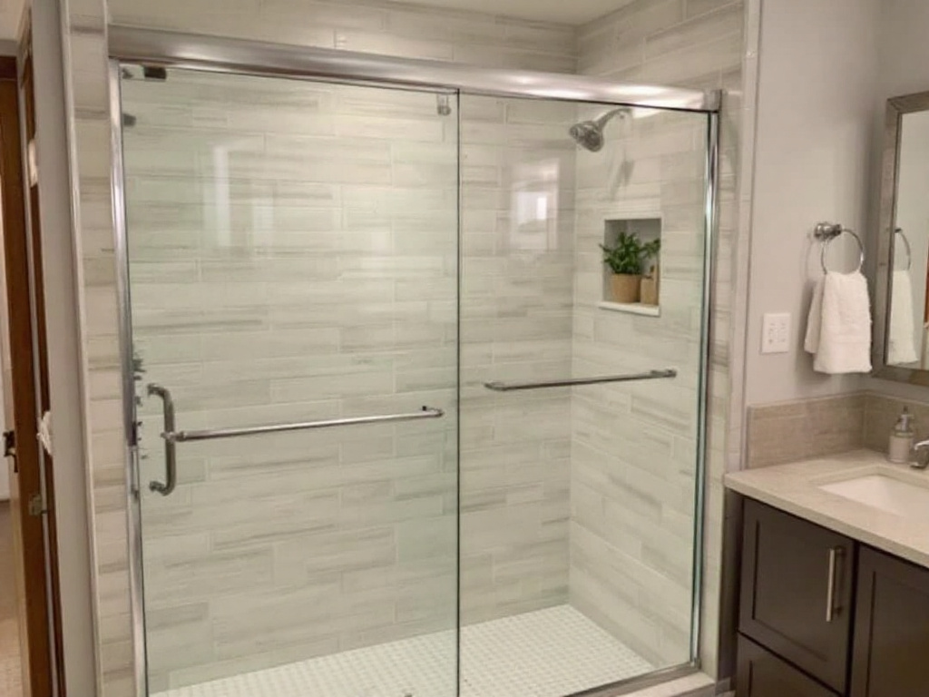 Expertly installed contemporary shower door in Randolph, MA.