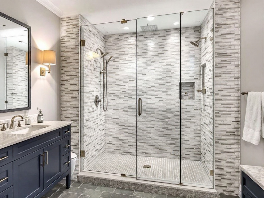 Alt Text: Elegantly crafted glass showers installed in Saugus, MA, reflecting highest standards of luxury.