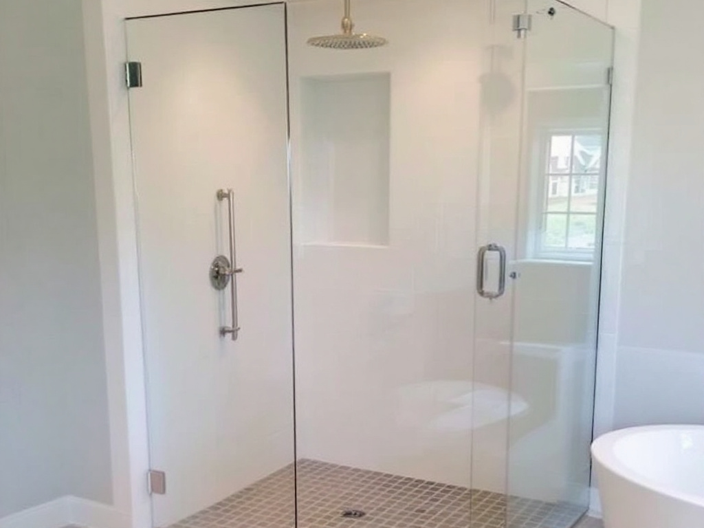 Sleek modern, and contemporary designed custom frameless bathroom glass door installation near Walpole MA - your top choice.