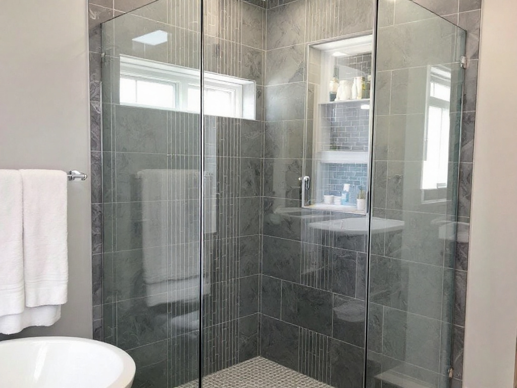 Experienced technician installing a bespoke shower glass in Lexington, MA.