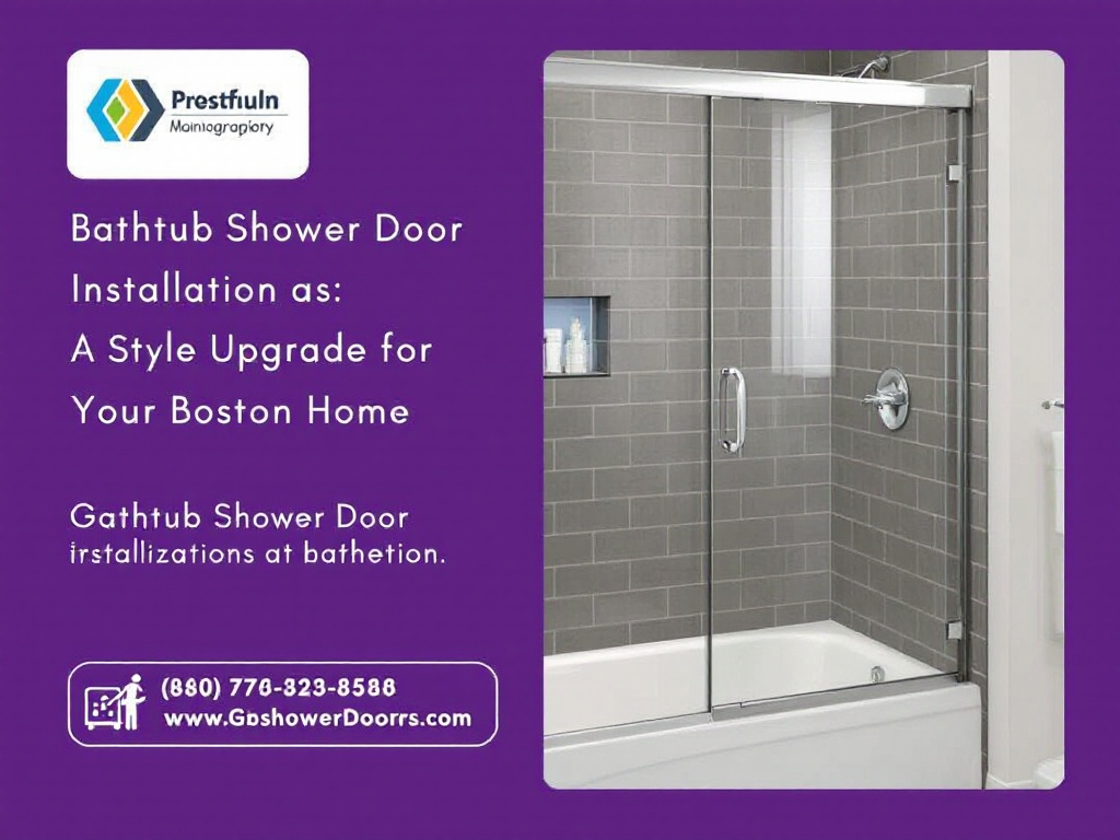 A modern, contemporary designed bathtub shower door featured in the ultimate guide to installation in Boston.