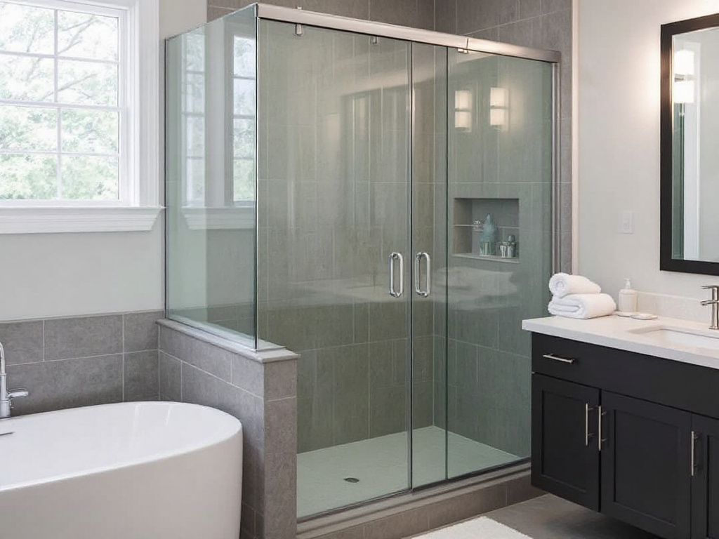 A professional installing a bathtub shower door in Boston following an ultimate guide.