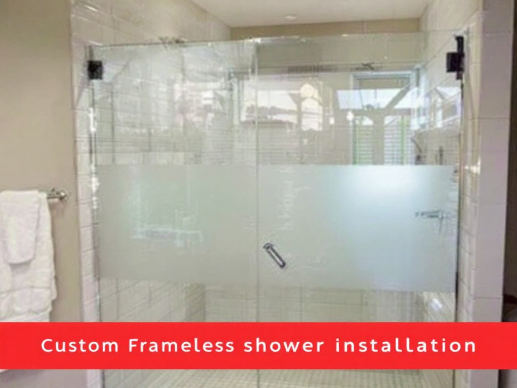 Customized frameless glass shower installation in a modern, contemporary design near Wilmington, MA.